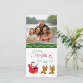 メリークリスマスサンタレー家族の写真カード シーズンカード (スタンド正面)