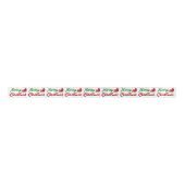 メリークリスマスサンタレー赤い緑のスクリプト サテンリボン (正面)