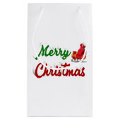 メリークリスマスサンタレー赤い緑のスクリプト スモールペーパーバッグ (裏面)