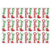 メリークリスマスサンタレー赤い緑のスクリプト テーブルクロス (正面(横))