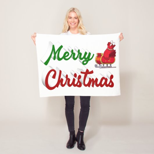 メリークリスマスサンタレー赤い緑のスクリプト フリースブランケット (インサイチュ)