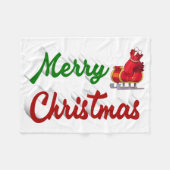 メリークリスマスサンタレー赤い緑のスクリプト フリースブランケット (正面(横))