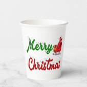 メリークリスマスサンタレー赤い緑のスクリプト 紙コップ (裏面)