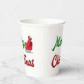 メリークリスマスサンタレー赤い緑のスクリプト 紙コップ (右)