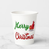 メリークリスマスサンタレー赤い緑のスクリプト 紙コップ (正面)