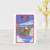 メリークリスマスサンタレー カード (黄色い花)