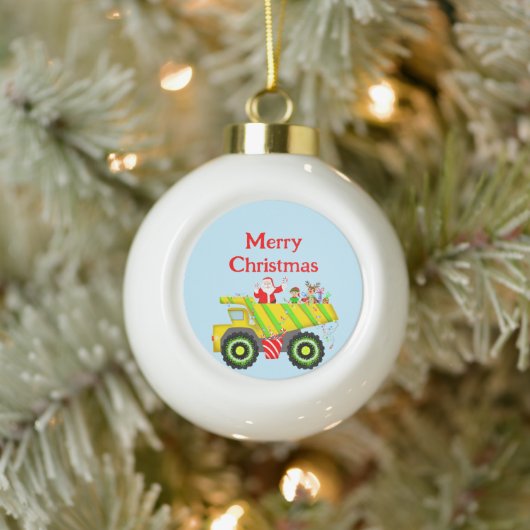 メリークリスマスサンタンプダンプ小妖精や小人ルドルフ セラミックボールオーナメント (ツリー)