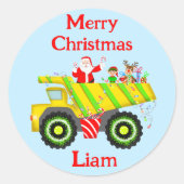 メリークリスマスサンタンプダンプ小妖精や小人ルドルフ ラウンドシール (正面)