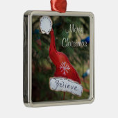 メリークリスマスサンタ信じズ帽子 メタルオーナメント (右)