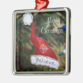 メリークリスマスサンタ信じズ帽子 メタルオーナメント (左)