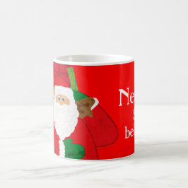 メリークリスマスサンタ信じレッドのおもしろいマグカップ コーヒーマグカップ