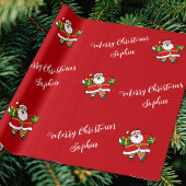 メリークリスマスサンタ名前をカスタムする パーソナライズされた ラッピングペーパー