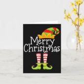 メリークリスマスサンタ小妖精や小人スクワッドトナカイおもしろいXma カード (黄色い花)