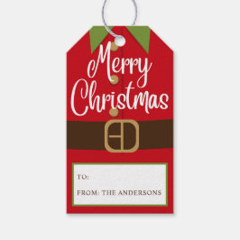 メリークリスマスサンタ小妖精や小人スパーソナライズされたーツ名 ギフトタグ