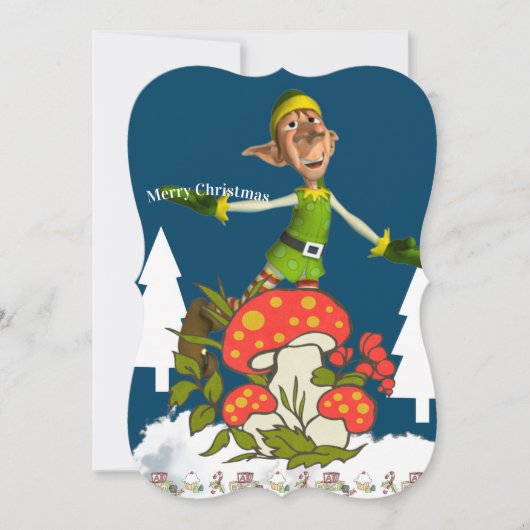 メリークリスマスサンタ小妖精や小人ムッシュフラットグリーティングカード カード (正面)