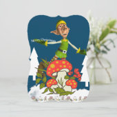 メリークリスマスサンタ小妖精や小人ムッシュフラットグリーティングカード カード (スタンド正面)