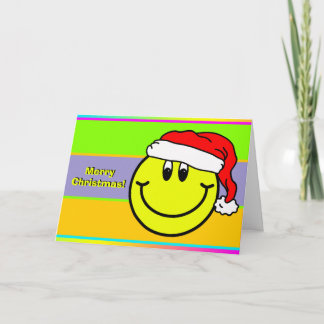 メリークリスマスサンタ笑顔顔グリーティングカード カード