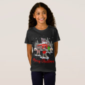 メリークリスマスサンタ金髪ポインティンググリフォン Tシャツ (正面フル)