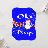 メリークリスマスサンタ雪だるまフラットグリーティングカード カード (正面/裏面インサイチュ)