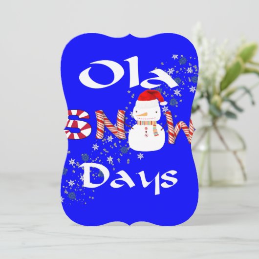 メリークリスマスサンタ雪だるまフラットグリーティングカード カード (スタンド正面)