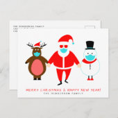 メリークリスマスサンタ顔マおもしろいスク シーズンポストカード (正面/裏面)