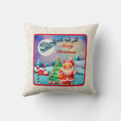 メリークリスマスサンタ、そり、トナカイ、スノーフレーク クッション (裏面)