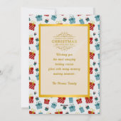 メリークリスマスサンタ、そり、トナカイ、スノーフレーク シーズンカード (裏面)