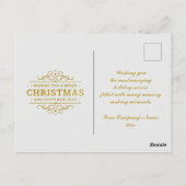 メリークリスマスサンタ、そり、トナカイ、スノーフレーク ポストカード (裏面)