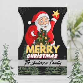 メリークリスマスサンタ&ツリーファミリーホリデーカード シーズンカード