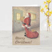 メリークリスマスサンタ&パッケージカー空白のド カード (黄色い花)