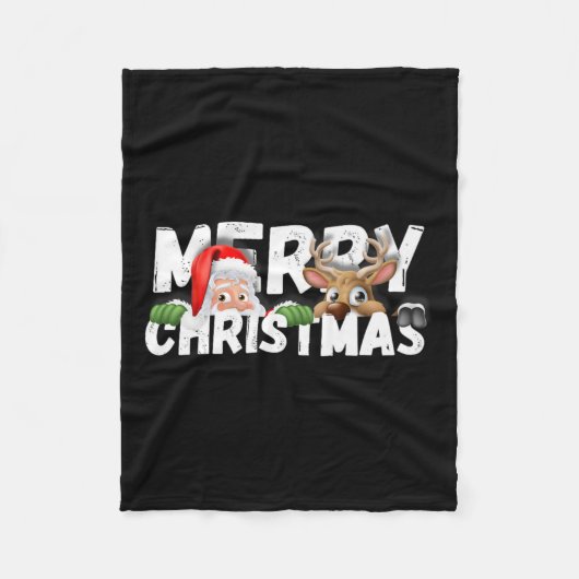 メリークリスマスサンタ フリースブランケット (正面)