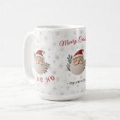 メリークリスマスサンタ - 名入れHo Ho Ho コーヒーマグカップ (正面左)