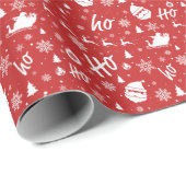 メリークリスマスサンタ | 雪片レッド ラッピングペーパー (ロールコーナー)
