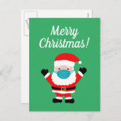 メリークリスマスサンタ(顔マスク付きカスタム) シーズンポストカード (正面/裏面)