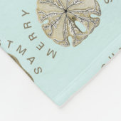 メリークリスマスサンドドルターコイズパターン フリースブランケット (角)