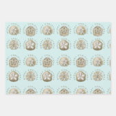 メリークリスマスサンドドルターコイズパターン ラッピングペーパーシート (正面2)