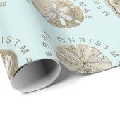 メリークリスマスサンドドルターコイズパターン ラッピングペーパー (ロールコーナー)