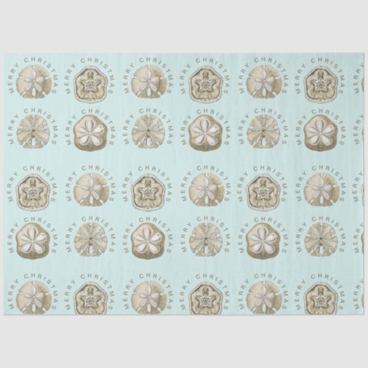 メリークリスマスサンドドルターコイズパターン 薄葉紙 (正面)