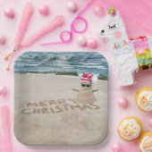 メリークリスマスサンドマンオンビーチ ペーパープレート (パーティー)