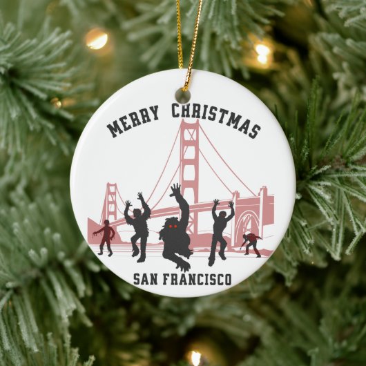 メリークリスマスサンフランシスコおみやげクリスマス セラミックオーナメント (ツリー)