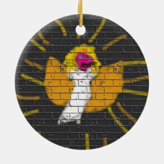 メリークリスマスサンムーンエンジェル、キッズによるアート:) セラミックオーナメント (裏面)