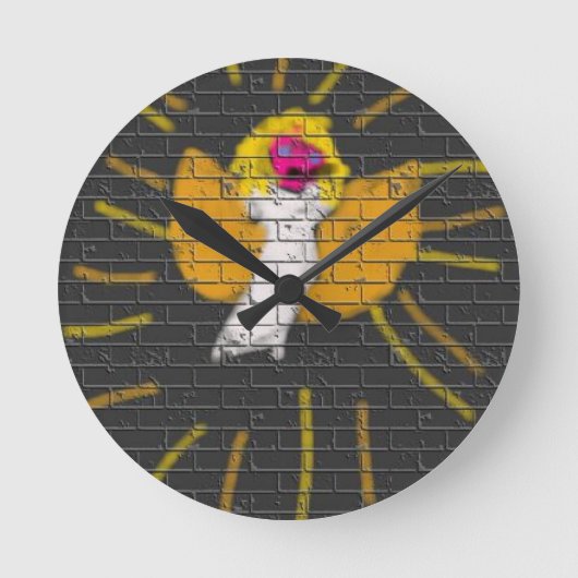 メリークリスマスサンムーンエンジェル、キッズによるアート:) ラウンド壁時計 (正面)