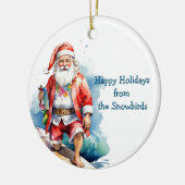 メリークリスマスサーフィンサンタオーナメント セラミックオーナメント (左)