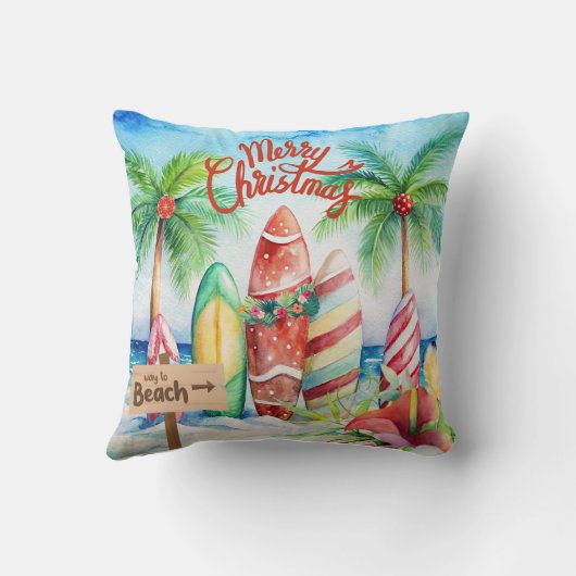 メリークリスマスサーフボードオンザビーチ クッション (裏面)