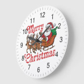 メリークリスマスサ飛んでいるンタスリートインディア ラージ壁時計 (傾斜)