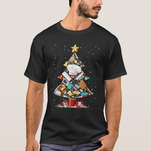 メリークリスマスシェフ料理サンタハットシェフの帽子 Tシャツ (正面)