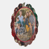 メリークリスマスシェードオブグリーンとレッズテンプレート オーナメントカード (右)