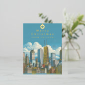 メリークリスマスシカゴスカイラインフォイルポストカード 箔シーズンポストカード (立ち正面)