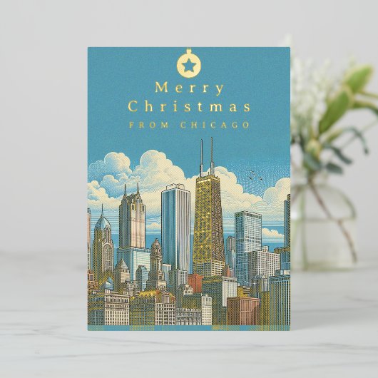 メリークリスマスシカゴスカイラインホリデーフォイルカード 箔シーズンカード (立ち正面)