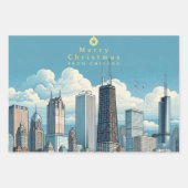 メリークリスマスシカゴスカイラインホリデー ラッピングペーパーシート (正面)